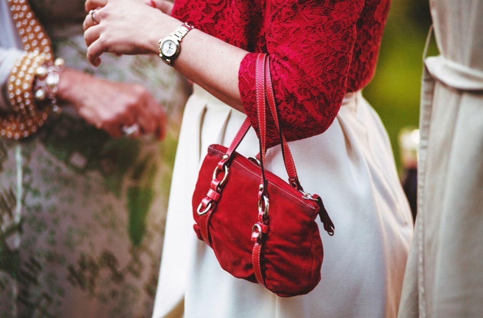 lady with a red bag 